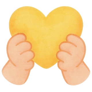 Icône cœur jaune dans des mains – Massage Solidaire – Brunetta